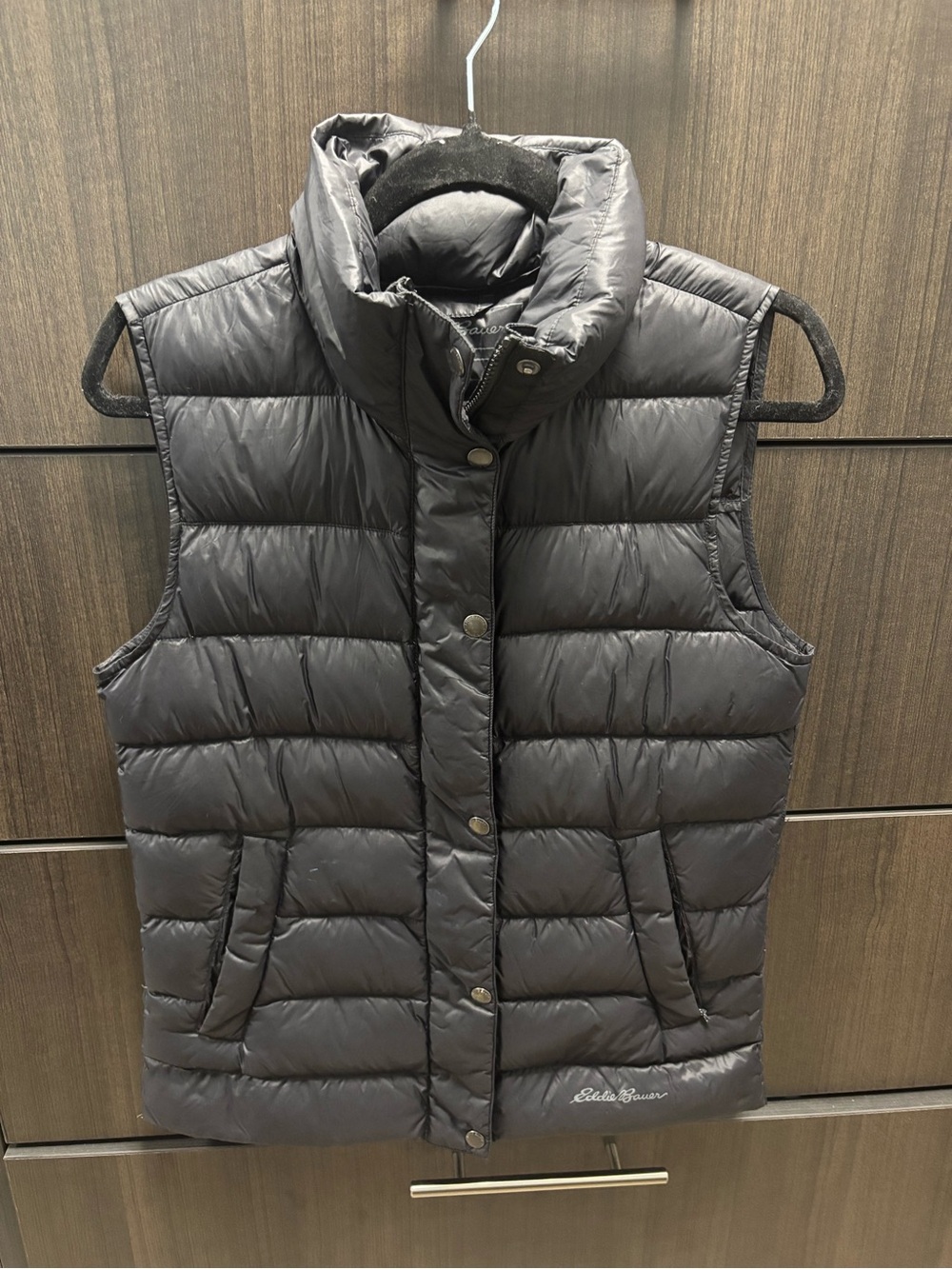 Eddie Bauer Women’s  Black Quilted Puffer Vest with High Collar